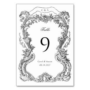 Elegant Vintage Floral Toile Frame Wedding Table Number