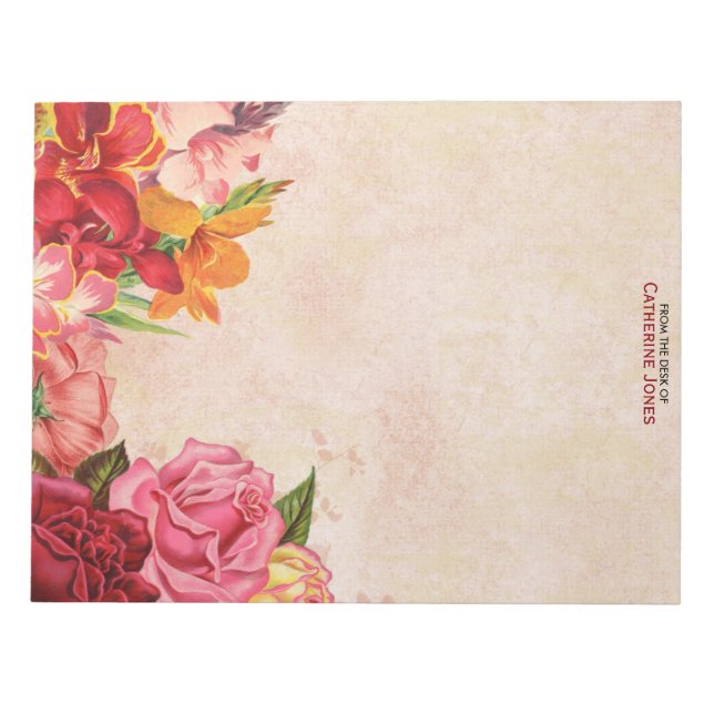 Elegant Vintage Floral | Vintage Paper | Colourful Notepad (Front)