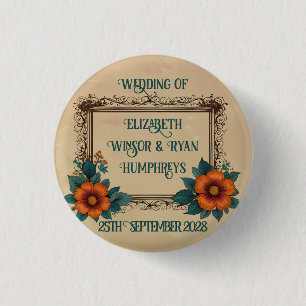 Elegant Vintage Floral Wedding 3 Cm Round Badge