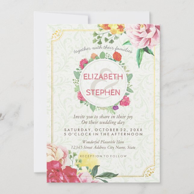 Elegant Vintage Floral Wedding Bridal Shower Card (Front)