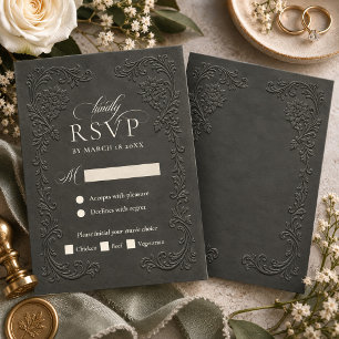 Elegant Vintage Floral Wedding Embossed Style RSVP Card