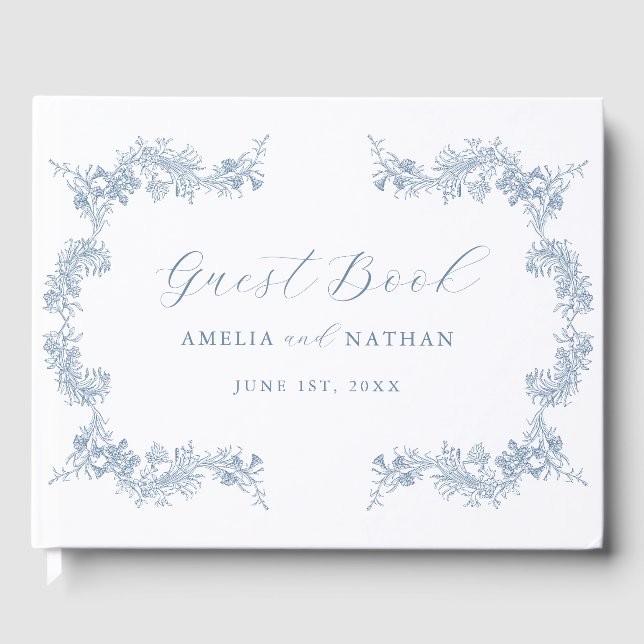 Elegant Vintage Floral Wedding  Guest Book (Front)