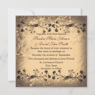 Elegant Vintage Floral Wedding Invitation