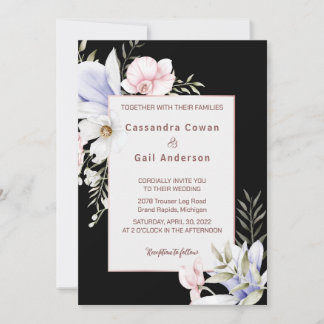 Elegant Vintage Floral Wedding Invitation