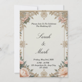 Elegant Vintage Floral Wedding Invitation - Sophis