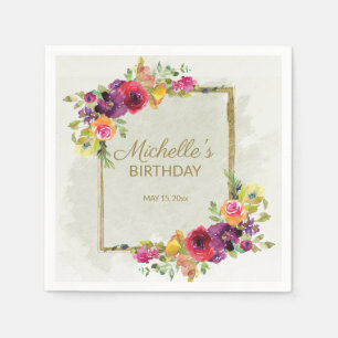 Elegant Vintage Floral Women's Birthday Napkin