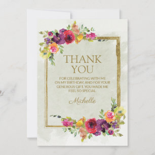 Elegant Vintage Floral Women's Birthday Thank You