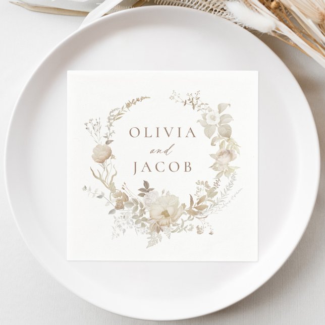Elegant Vintage Floral Wreath Wedding Napkin (Creator Uploaded)