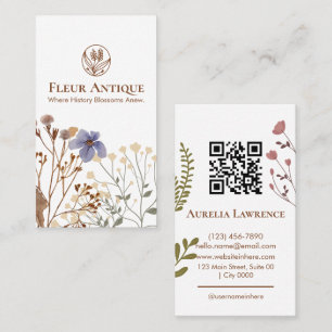 Elegant Vintage Florist Soft Botanical Typography Business Card