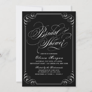 Elegant vintage flourish calligraphy Bridal Shower Invitation