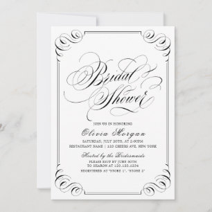Elegant vintage flourish calligraphy Bridal Shower Invitation