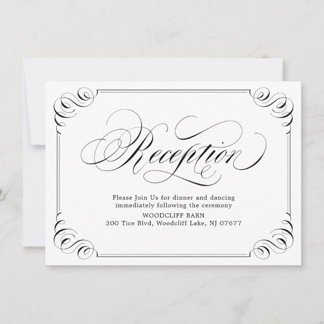 Elegant vintage flourish calligraphy reception invitation (Front)