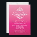 Elegant Vintage Flourish Engagement Party Invitation<br><div class="desc">Announce your engagement to family and friends with our beautiful engagement party invitation. Our stylish & chic engaged invitation features a fancy vintage white damask leaf flourish set on a modern ombre dark pink background. Available in our shop in a large selection of hot & trendy colours. Custom orders are...</div>