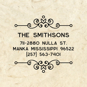 Elegant Vintage Flourish Personalised Name Address Self-inking Stamp