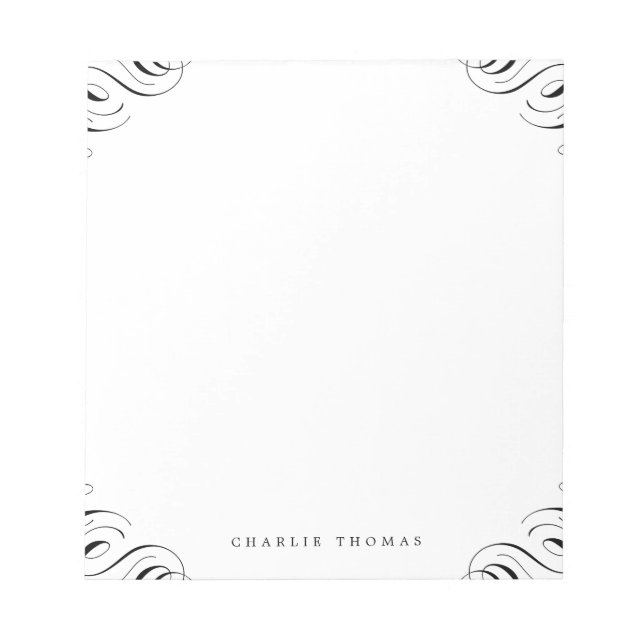 Elegant vintage flourish personalised stationery notepad (Front)