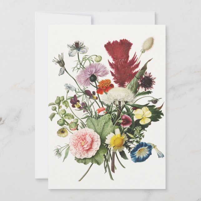 Elegant Vintage Flower Blank Greeting Card (Front)