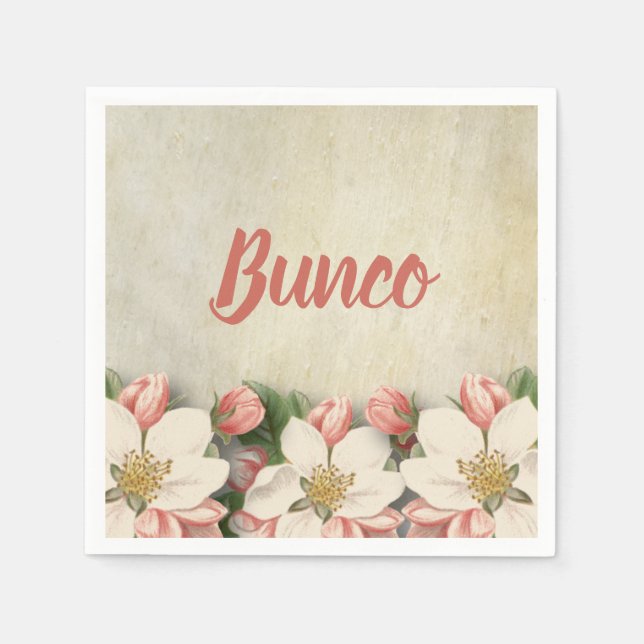 Elegant Vintage Flower Bunco Party Napkin (Front)