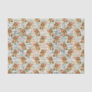 Elegant Vintage Flowers and Mushrooms Tissue Paper