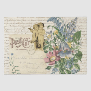 Elegant Vintage Flowers Cherubs Script  Tissue Paper
