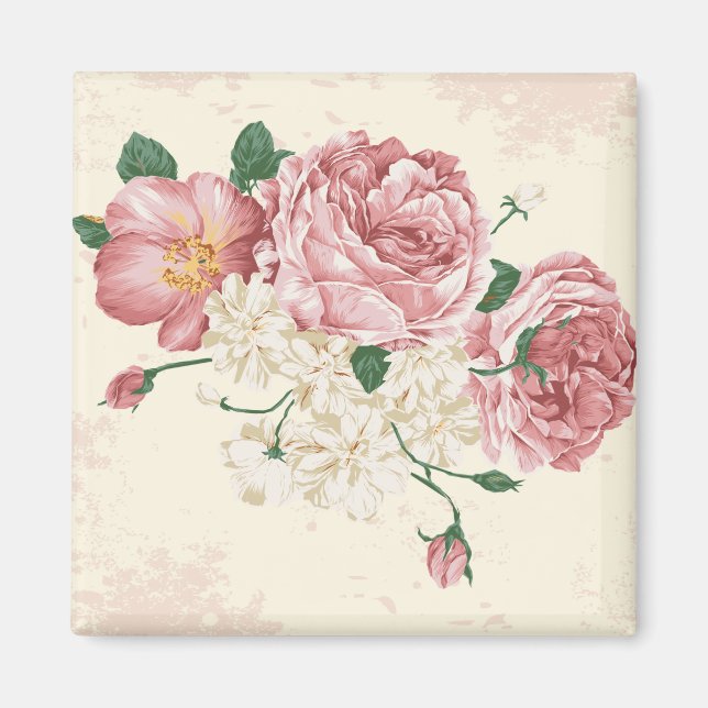 Elegant Vintage Flowers Magnet (Front)