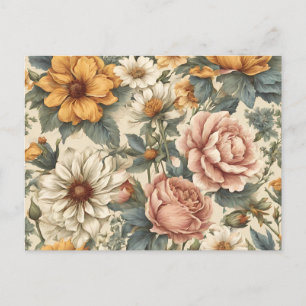 Elegant Vintage Flowers Postcard