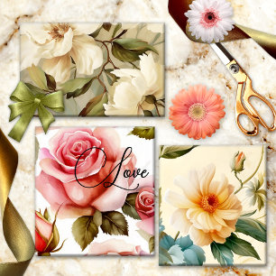 Elegant Vintage Flowers Romantic Wrapping Paper Sheet
