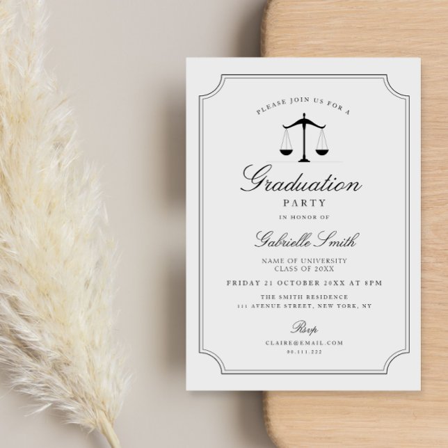 Elegant vintage frame law school graduation party invitation (Creator Uploaded)