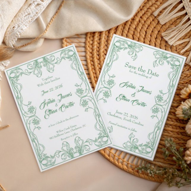 Elegant Vintage Frame Wedding Invitation (Creator Uploaded)
