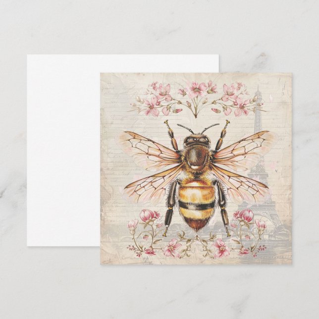 Elegant Vintage French Bee Card (Front/Back)