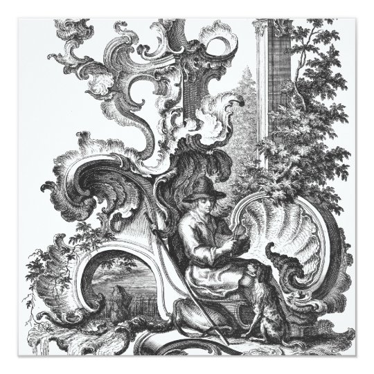 Elegant Vintage French Black and White Toile Card