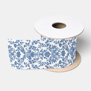 Elegant Vintage French Country Blue Toile Ribbon Satin Ribbon