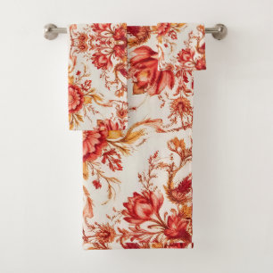 Elegant Vintage French Engraved Floral Pattern Bath Towel Set