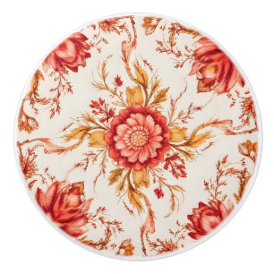 Elegant Vintage French Engraved Floral  Pattern Ceramic Knob