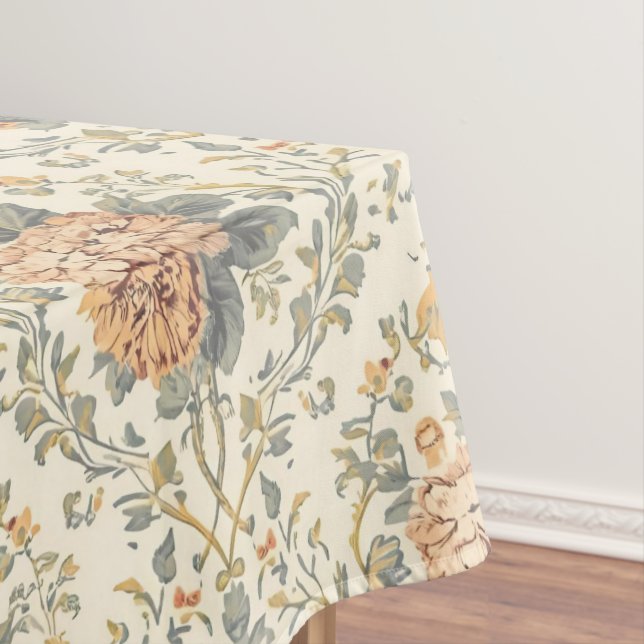 Elegant Vintage French Engraved Floral  Pattern Tablecloth (In Situ)