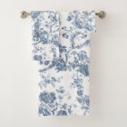 Elegant Vintage French Engraved Floral Toile-Blue
