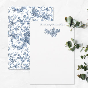 Elegant Vintage French Engraved Floral Toile-Blue Card