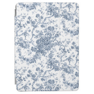 Elegant Vintage French Engraved Floral Toile-Blue iPad Air Cover