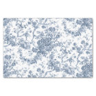 Elegant Vintage French Engraved Floral Toile-Blue