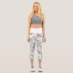 Elegant Vintage French Engraved Floral Toile-Grey Capri Leggings<br><div class="desc">Elegant and ornate grey and white vintage toile de jouy pattern featuring exotic flowers, vines and foliage intertwined with garlands and baskets of roses. This pattern was adapted from an historic French textile fragment ca 1910 in the Smithsonian collection. Pattern is high res but cannot be tiled. Waistband colour is...</div>