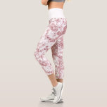 Elegant Vintage French Engraved Floral Toile-Pink Capri Leggings<br><div class="desc">Elegant and ornate pink and white vintage toile de jouy pattern featuring exotic flowers,  vines and foliage intertwined with garlands and baskets of roses. This pattern was adapted from an historic French textile fragment ca 1910 in the Smithsonian collection. Pattern is high res but cannot be tiled.</div>