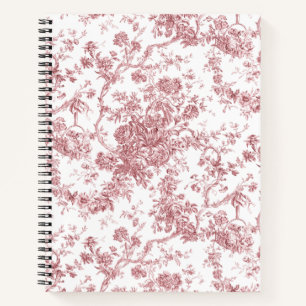 Elegant Vintage French Engraved Floral Toile-Pink  Notebook