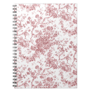 Elegant Vintage French Engraved Floral Toile-Pink Notebook
