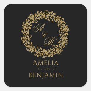 Elegant Vintage French Gold Floral  Square Sticker