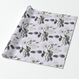 ELEGANT VINTAGE FRENCH GREY &WHITE FLORAL WRAPPING PAPER