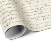 1700s Vintage French Lettered Script Parchment Wrapping Paper