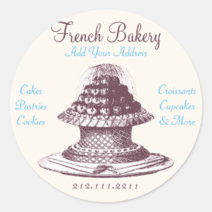 Elegant Vintage French Pastries: Bakery, Cake Shop Classic Round Sticker