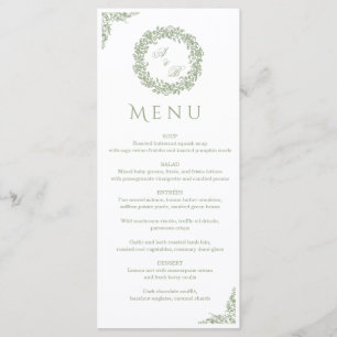 Elegant Vintage French Sage Green Floral Wedding Menu
