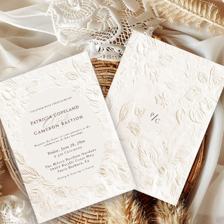 Elegant Vintage French Victorian Ivory Floral Invitation