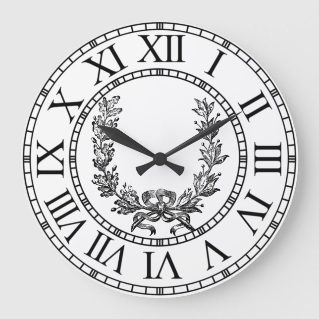 Elegant Vintage French Wreath Personalise Large Clock (Front)