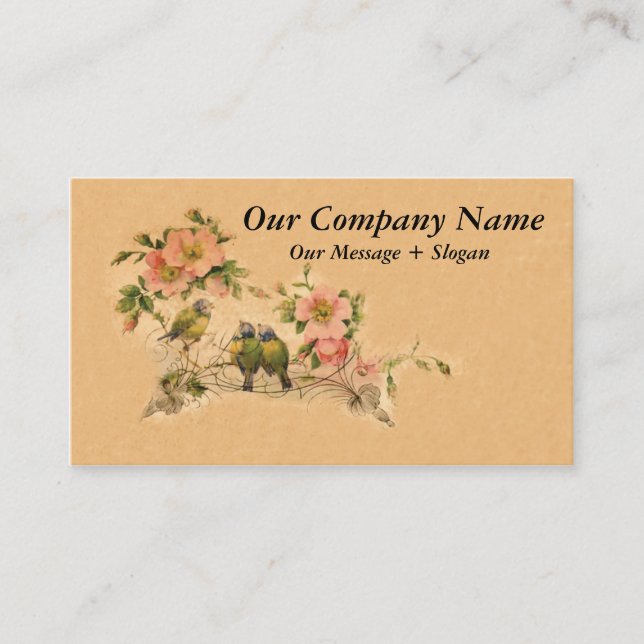 Elegant, Vintage Friends- Floral & Birds Business Card (Front)